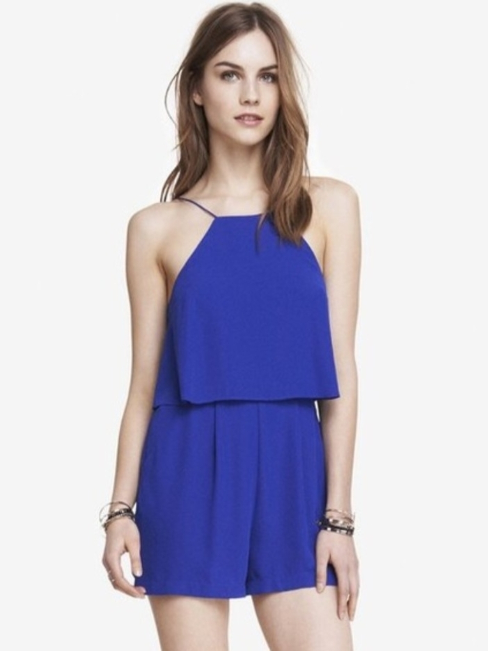 Express Royal Blue High Neck Romper